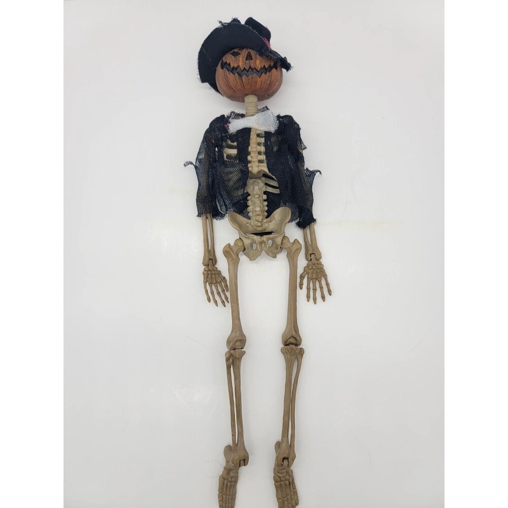 16" Skeleton Pumpkin Pirate Poseable Hanging Decor Halloween